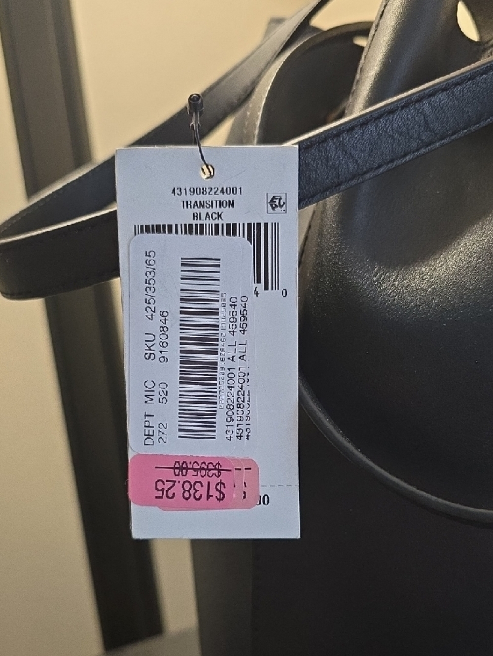 NWT - Ralph Lauren Black Leather Drawstring Tote with Gold RL Accent - Picture 5 of 5